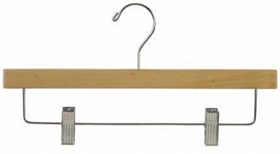 Flat Skirt/Slack Hanger - Natural & Chrome Wood Hangers