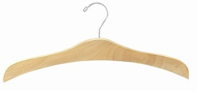 Decorative Flat Dress/Shirt Hanger - Natural & Chrome Wood Hangers