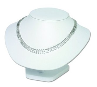 Medium Necklace Bust - White Leather Jewelry Displays
