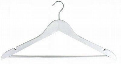 White Suit Hanger w/ Bar - Black & White Wood Hangers