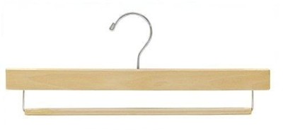 Pant Hanger w/ Non-Slip Bar - Natural & Chrome Wood Hangers