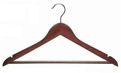 Flat Suit Hanger w/Bar - Walnut & Chrome Wood Hangers