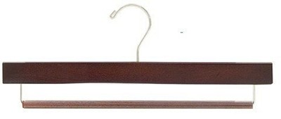Pant Hanger w/ Non-Slip Bar - Walnut & Chrome Wood Hangers