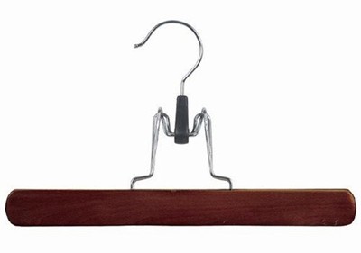 Pant/Skirt Hanger 9" Length - Walnut & Chrome Wood Hangers