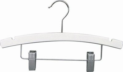 White Combination Hanger w/Clips-12" - Childrens Wood Hangers