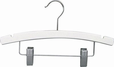 White Combination Hanger w/Clips-12" - Childrens Wood Hangers