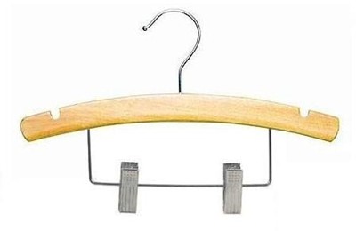 Natural 10" Combination Hanger w/ Clips  - Infant Wood Hangers