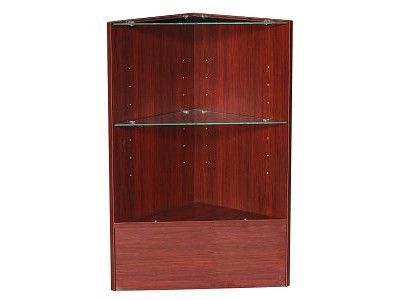 Economy Walnut Corner Showcase - Glass Shelves