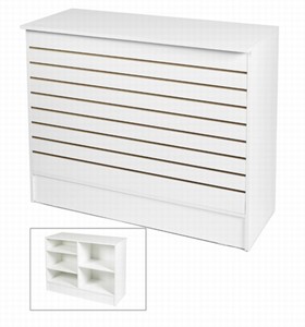 WHITE SLATWALL WRAP COUNTER | White Showcases
