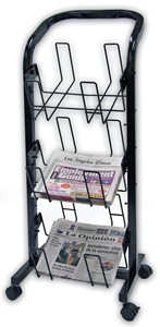 3-Tier Rolling Newspaper Merchandiser