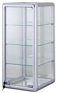Glass Countertop Showcase Tower with Lock