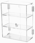 HINGED FRONT-DOOR LOCKING CASE TWO SHELVES 13X21X7