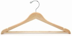 Flat Suit Hanger - Natural & Chrome Wood Hangers