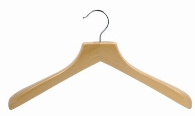 Contoured Coat Hanger - Natural & Chrome Wood Hangers