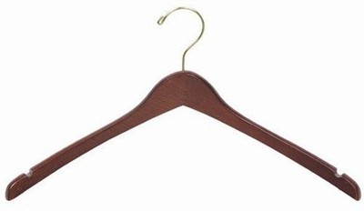 Contoured Coat/Top Hanger - Walnut & Brass Wood Hangers