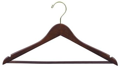 Flat Suit Hanger w/Bar - Walnut & Brass Wood Hangers