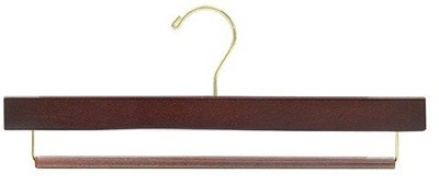 Pant Hanger w/ Non-Slip Bar - Walnut & Brass Wood Hangers
