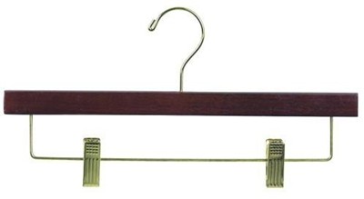 Pant/Skirt Hanger 14" Length  - Walnut & Brass Wood Hangers
