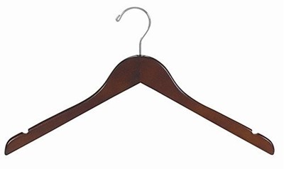 Flat Top  Hanger - Walnut & Chrome Wood Hangers