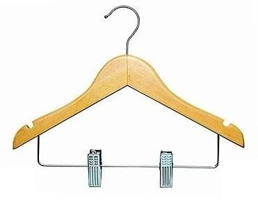 Traditional Combination Hanger w/ Clips-11"  - Childrens Wood Hangers