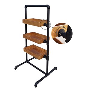 Pipe Rack with Three Adjustable Wooden Display Trays