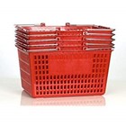 Red Plastic Shopping Baskets with Metal Handles Set of 5
